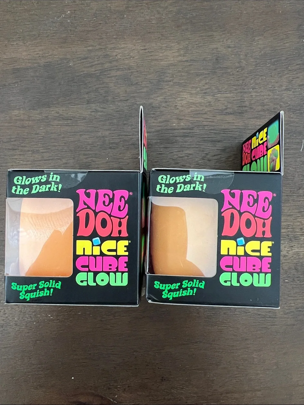 NeeDoh Nice Cube Glow - ORANGE, 1 pc-Super Solid Squish Fidget Sensory Toy - NIB